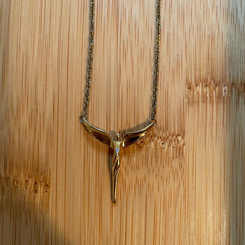 14k gold plated angel necklace